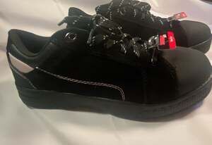 Brahma Women's Maria Black Suede Steel Toe Safety Work Sneakers